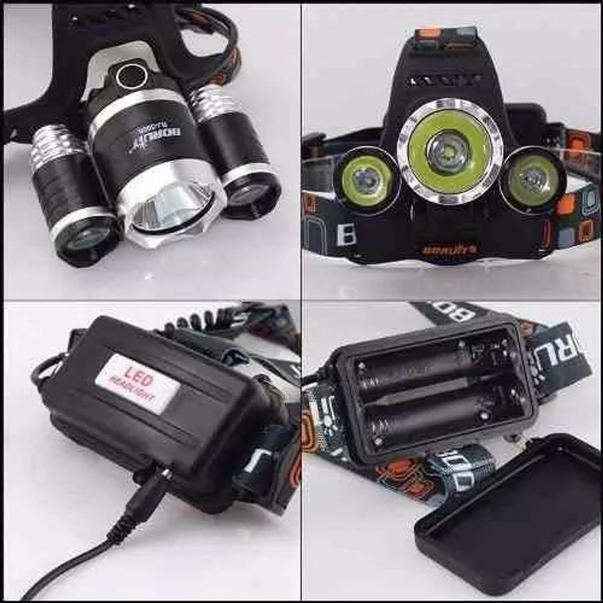 GENERICO - Pack de 5 Linternas Frontal LED 5000 Lúmenes Impermeables