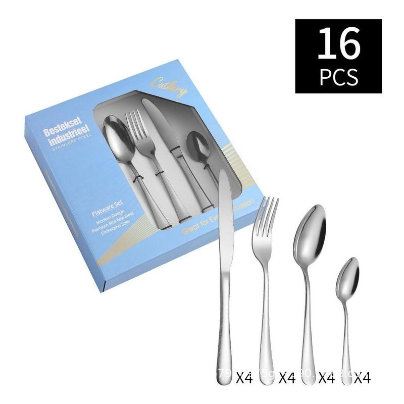 GENERICO - Juego de Cubiertos de Acero Inoxidable - 16 Piezas Elegantes