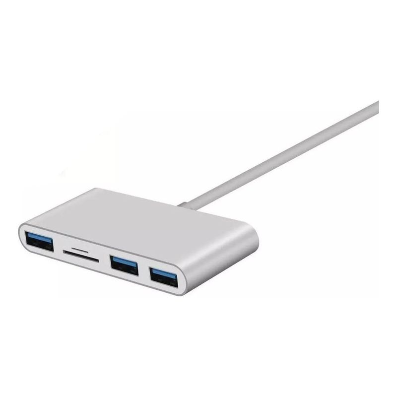 GENERICO - Adaptador Type C 5 en 1 con 3 USB 30 y Lector de Tarjetas