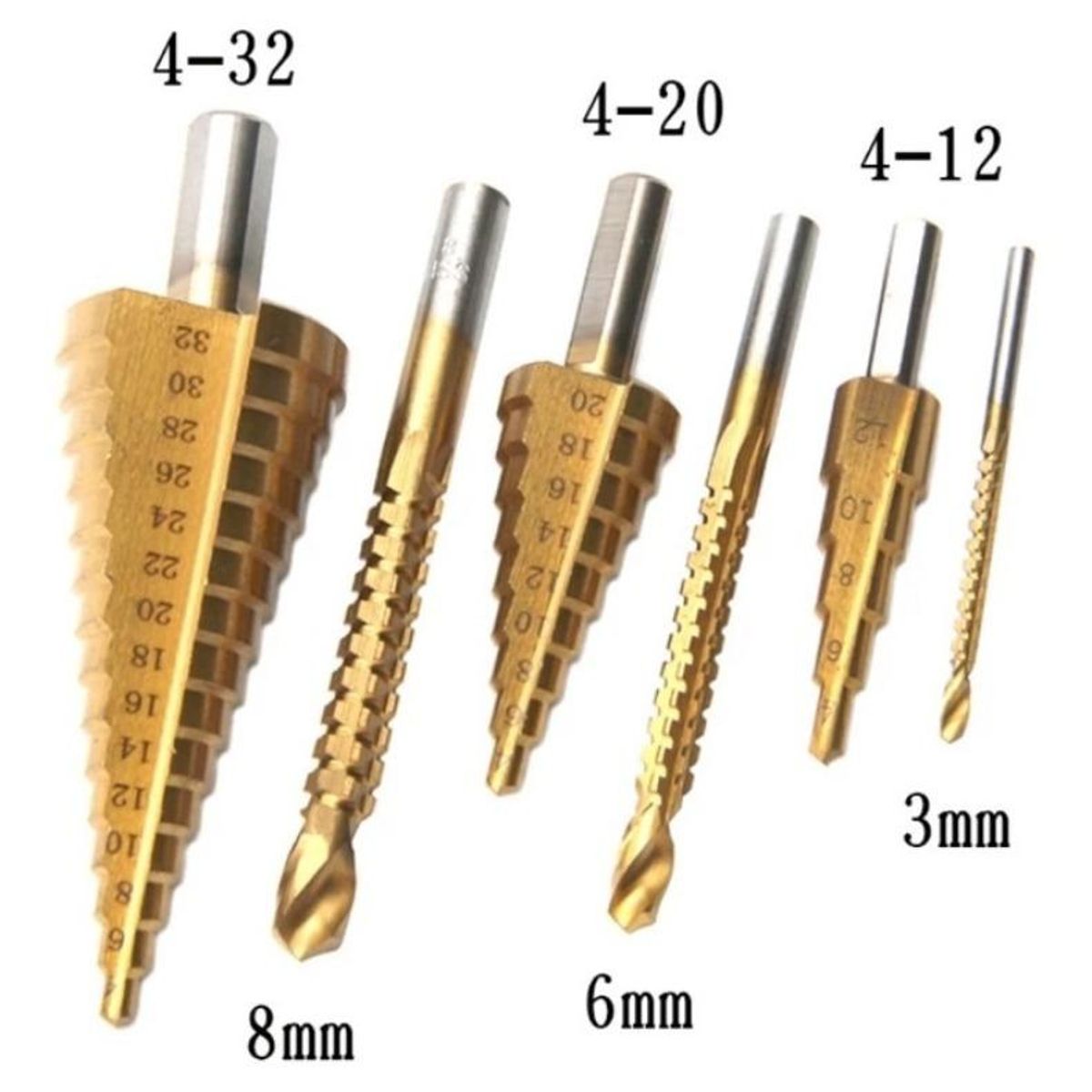 GENERICO - Juego de 6 Brocas Escalonadas de 4 a 32 mm