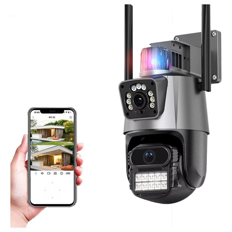 GENERICO - Cámara de Seguridad Doble Lente WiFi 4MP con Visión Nocturna