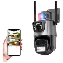 GENERICO - Cámara de Seguridad Doble Lente WiFi 4MP con Visión Nocturna