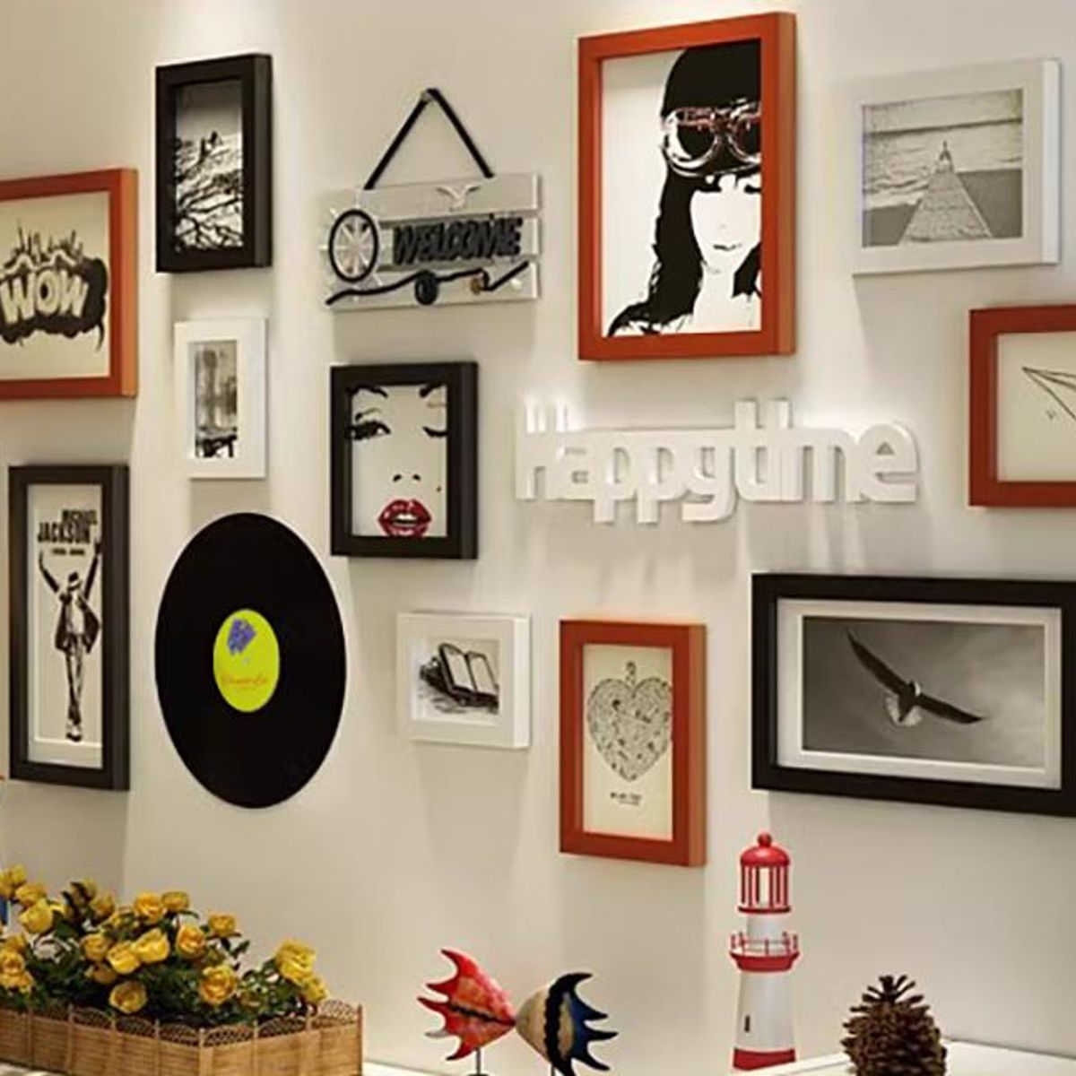 GENERICO - Set de 12 Marcos Decorativos con Vinilo para Pared