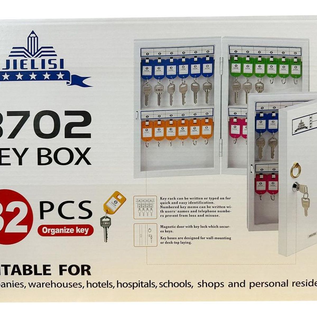 GENERICO - Caja Magnética Organizador de Llaves con 32 Ganchos