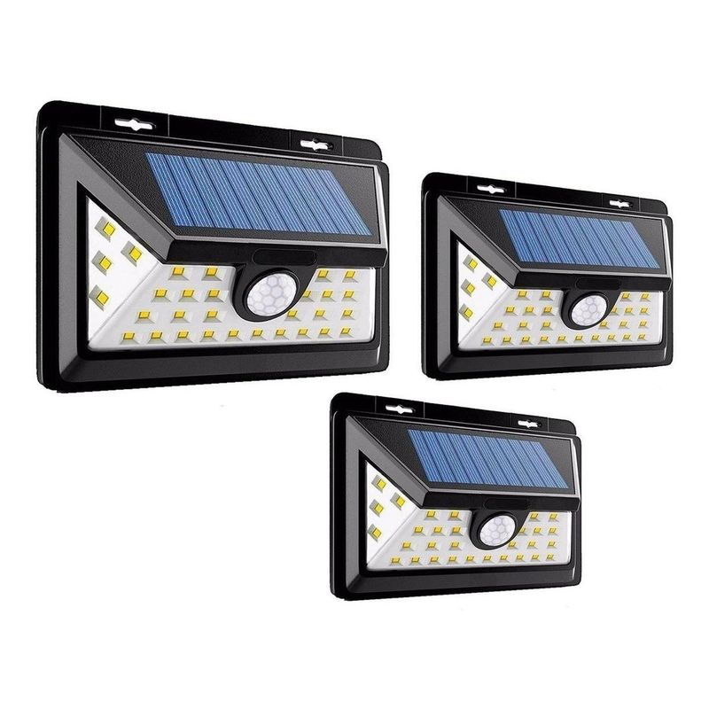 GENERICO - Pack de 3 Focos Solares LED para Exterior con Sensor de Movimiento