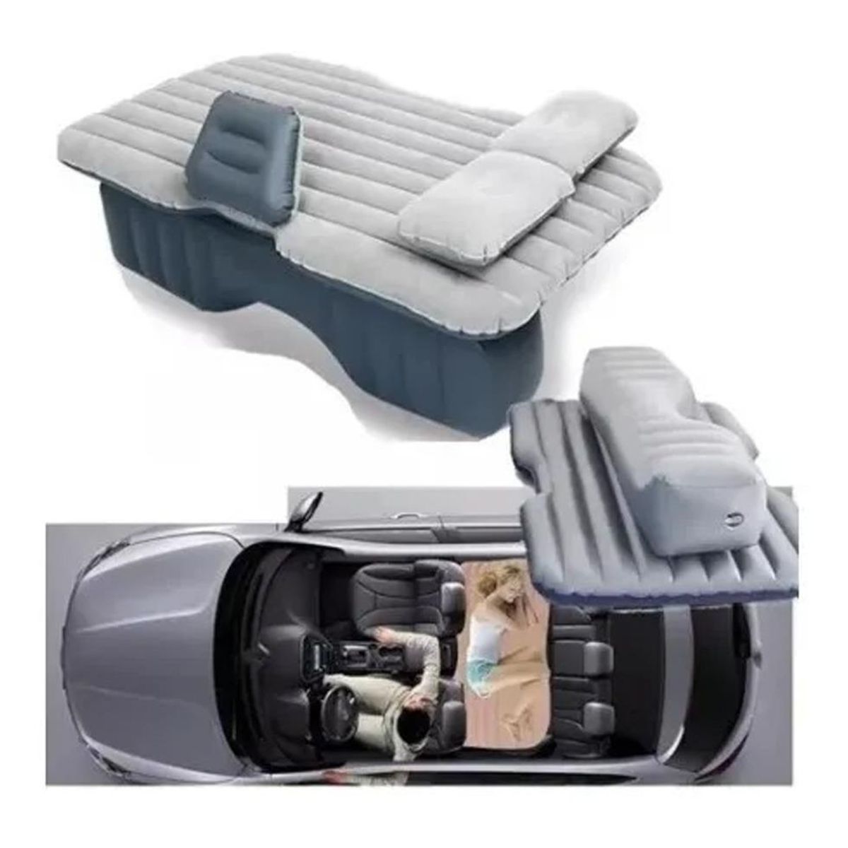GENERICO - Colchón Inflable con Compresor 12V y 2 Almohadas para Auto