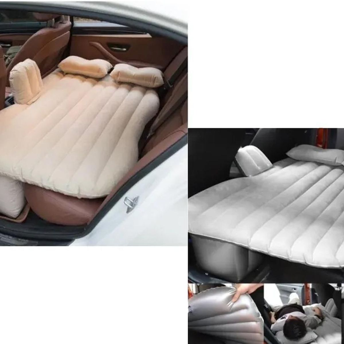 GENERICO - Colchón Inflable con Compresor 12V y 2 Almohadas para Auto