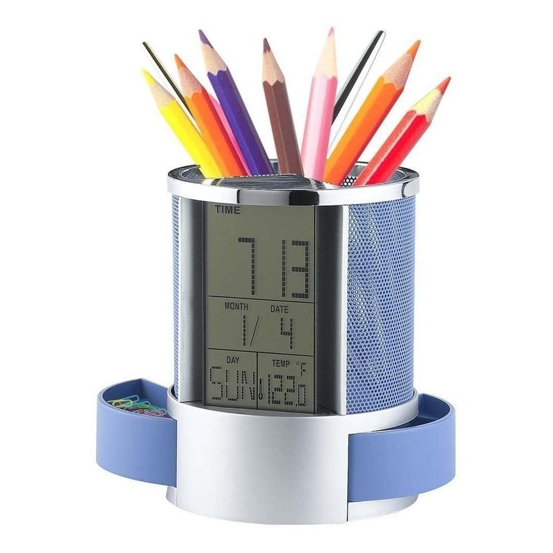 GENERICO - Organizador de Escritório con Reloj Digital y Funciones Múltiples