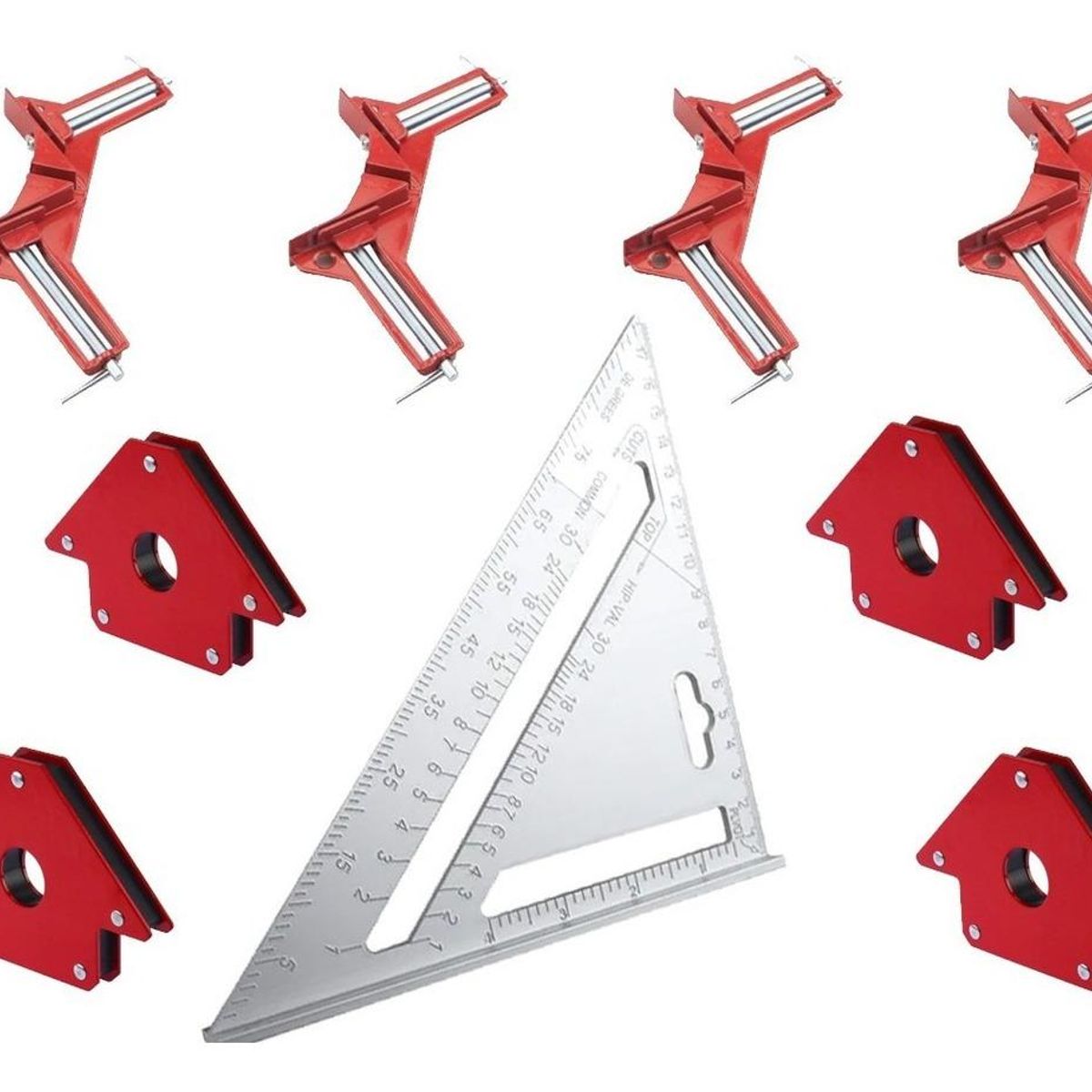 GENERICO - Juego de 4 Escuadras Magnéticas y Prensa Esquinera