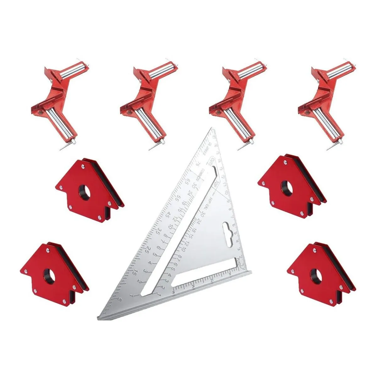 GENERICO - Juego de 4 Escuadras Magnéticas y Prensa Esquinera