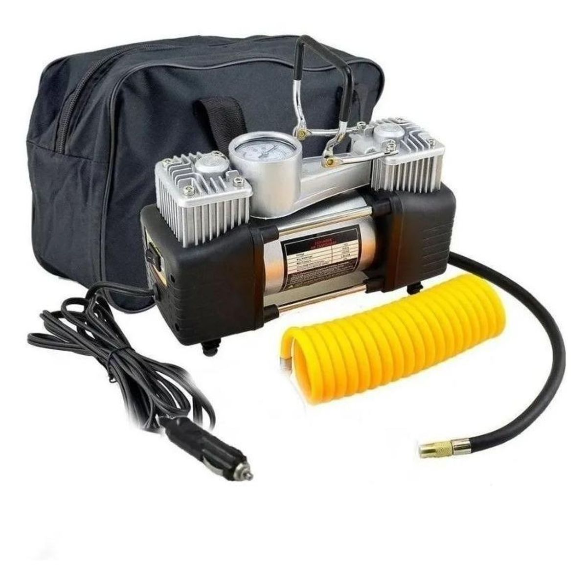 GENERICO - Compresor de Aire Doble Cilindro 12V para Neumáticos