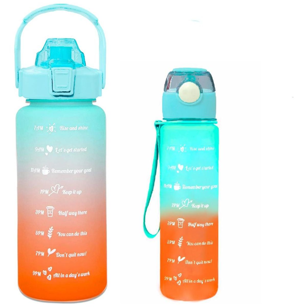 GENERICO - Pack de 2 Botellas de Agua Motivacionales 2L y 900ml