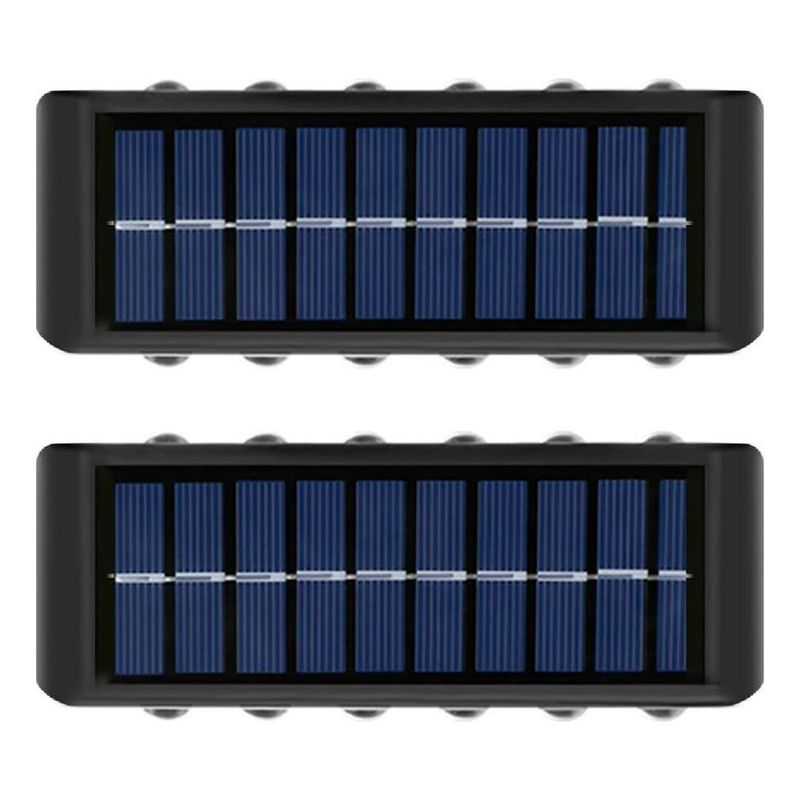 GENERICO - Pack de 2 Lámparas Solares LED para Exterior Aplique de Muro