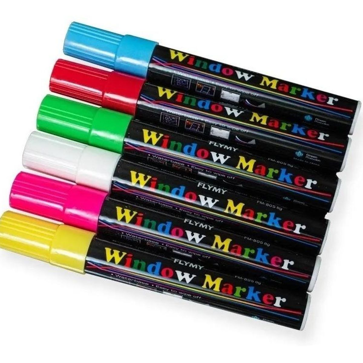 GENERICO - Set de 6 Plumones Fluorescentes para Pizarra LED