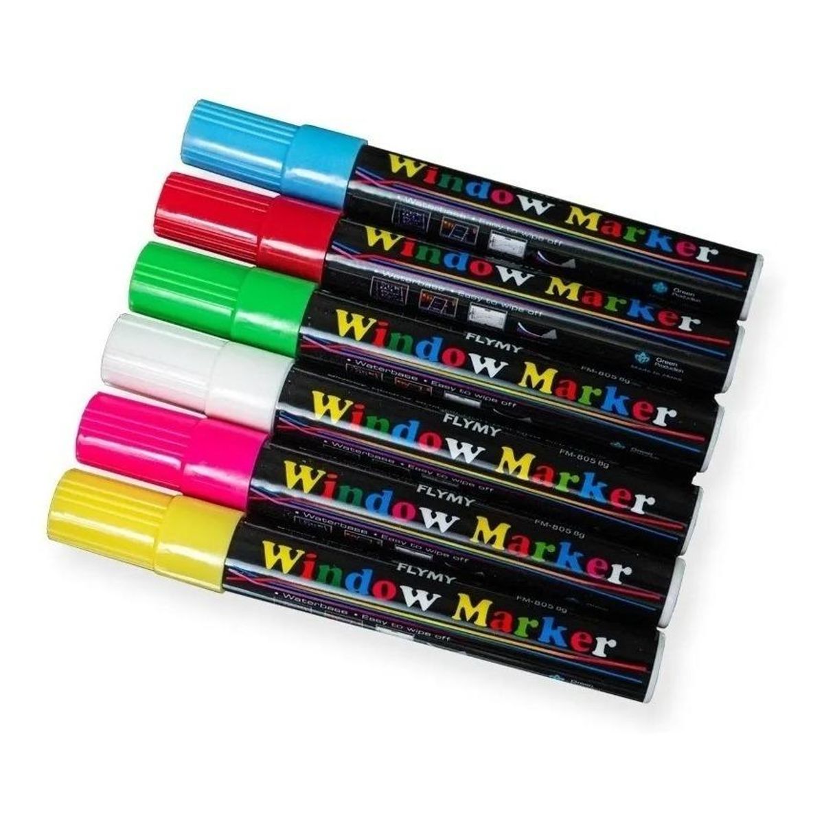 GENERICO - Set de 6 Plumones Fluorescentes para Pizarra LED