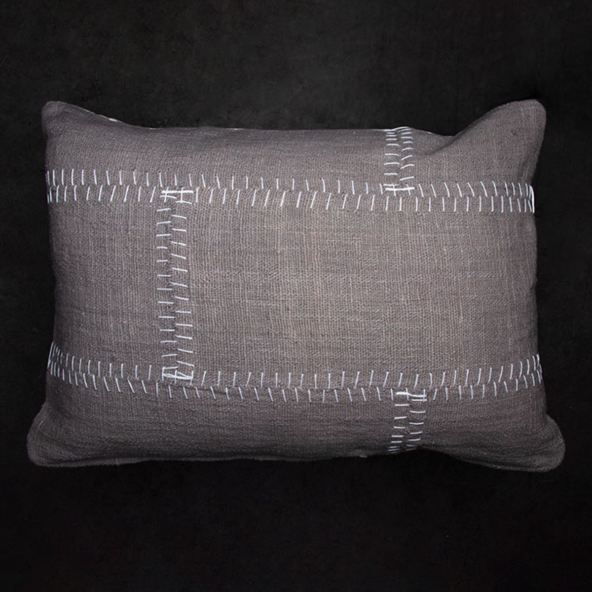 DECOMUEBLES - Cojín la Figura 70 * 50 Gris - Rayas / Beige Liso