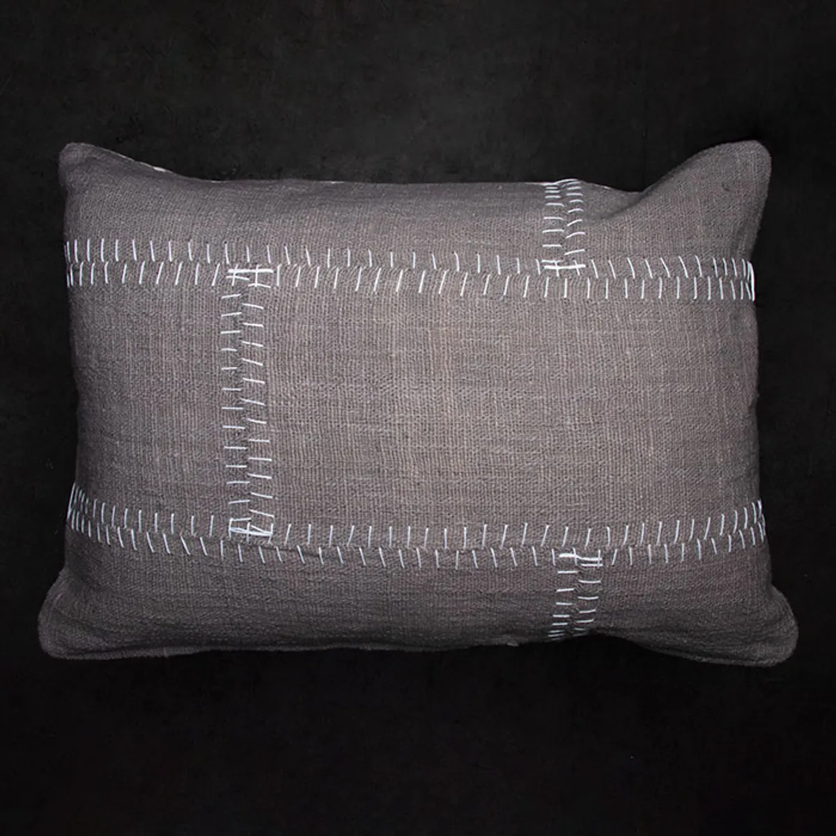 DECOMUEBLES - Cojín la Figura 70 * 50 Gris - Rayas / Beige Liso