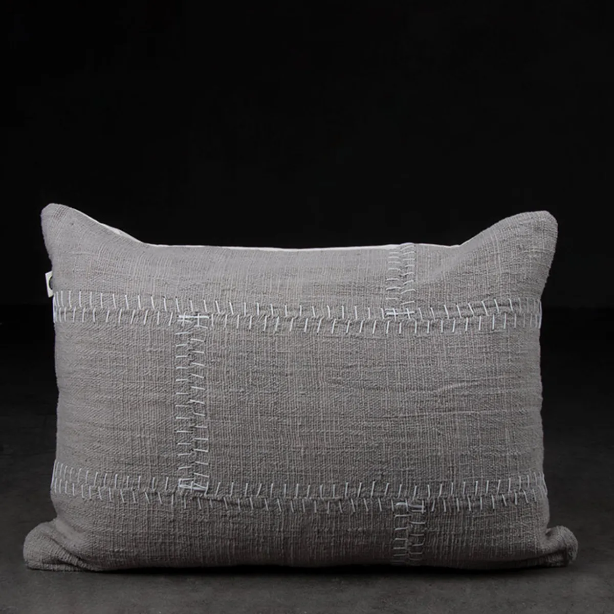 DECOMUEBLES - Cojín la Figura 70 * 50 Gris - Rayas / Beige Liso