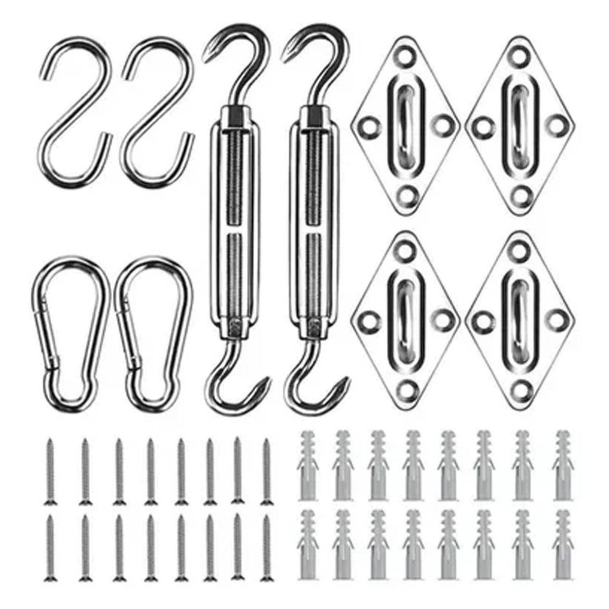 GENERICO - Kit de Instalación para Toldos Vela de Acero Inoxidable