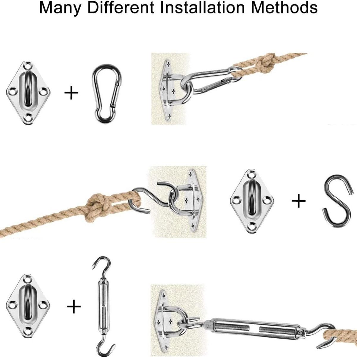 GENERICO - Kit de Instalación para Toldos Vela de Acero Inoxidable