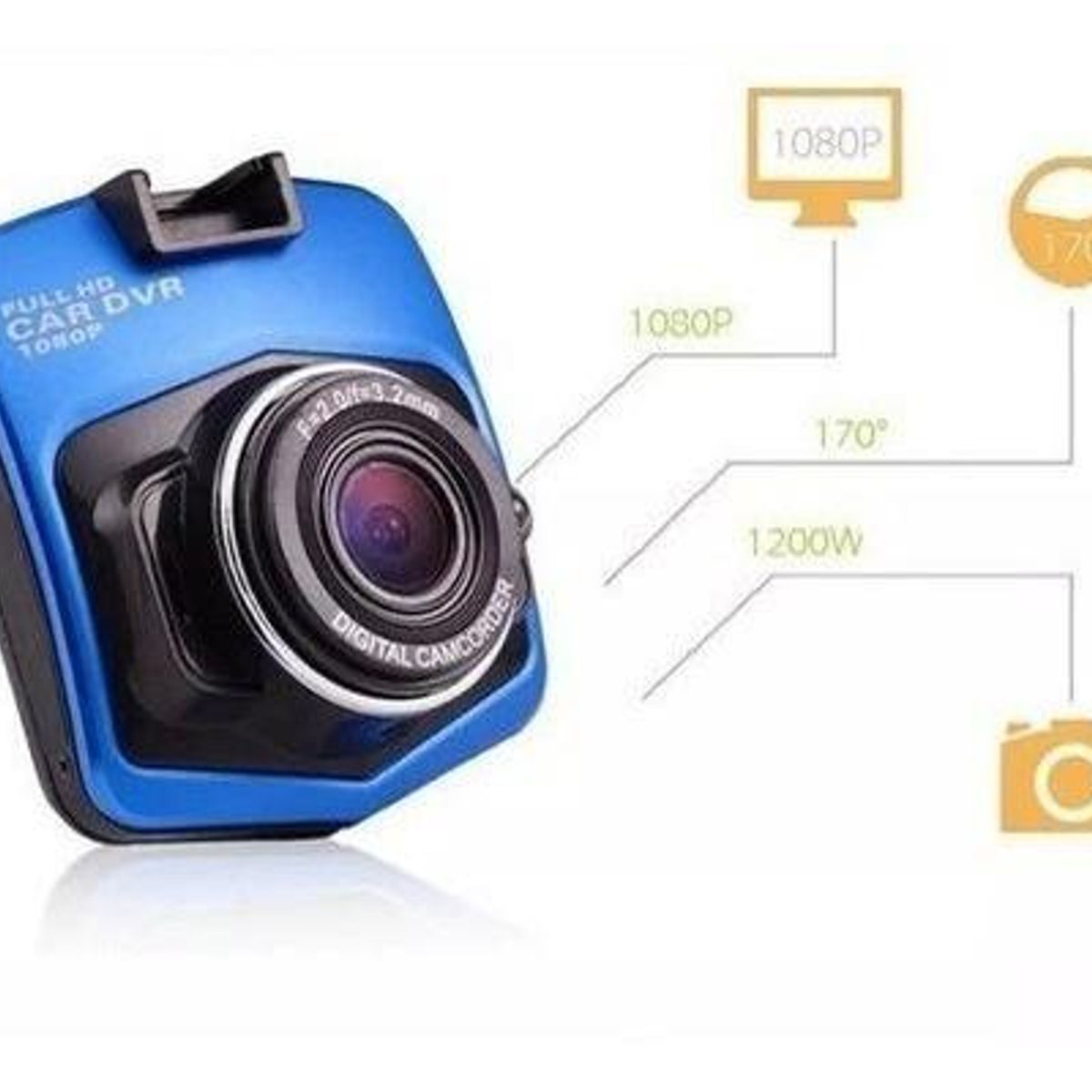 GENERICO - Cámara de Seguridad para Auto DVR HD 1080P con Pantalla 24"