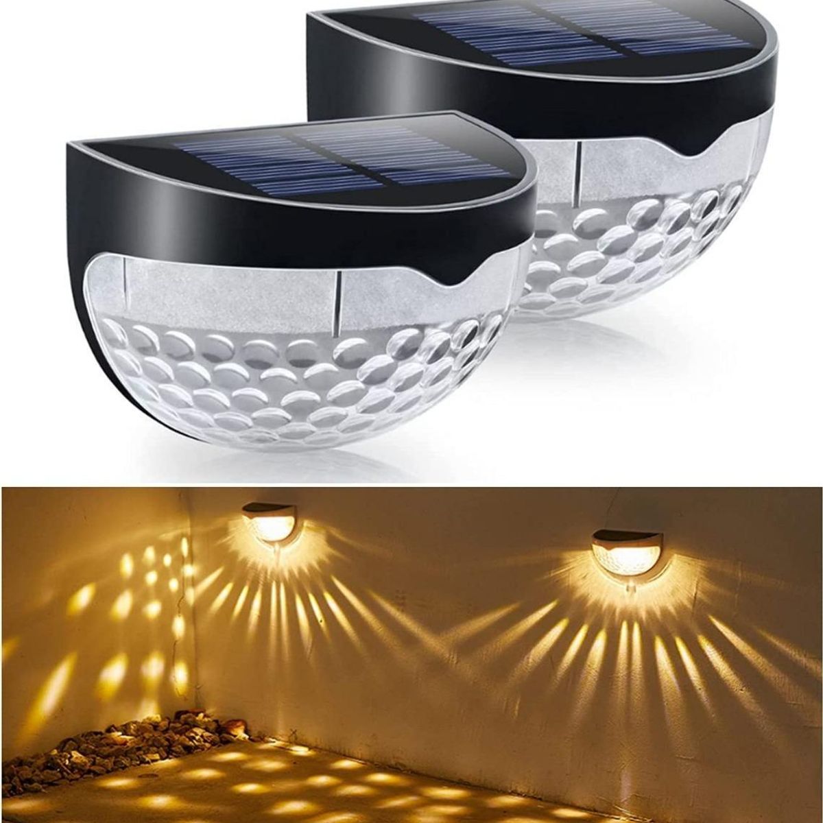 GENERICO - Pack 2 Apliques Solares de 6 LEDs para Exterior