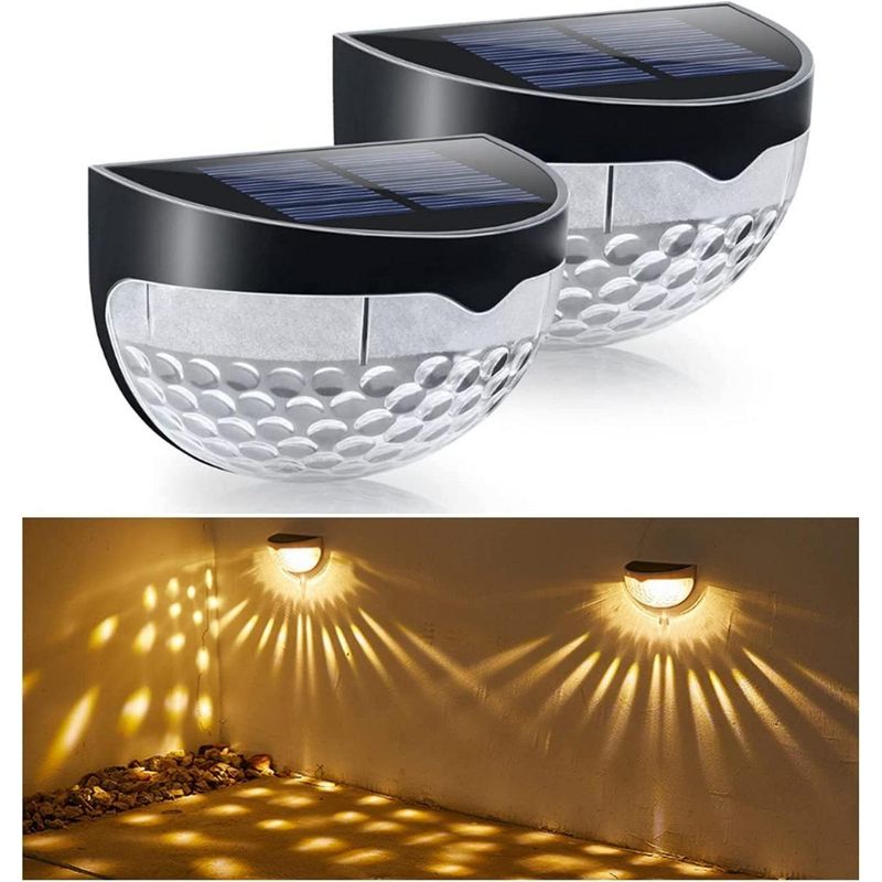 GENERICO - Pack 2 Apliques Solares de 6 LEDs para Exterior