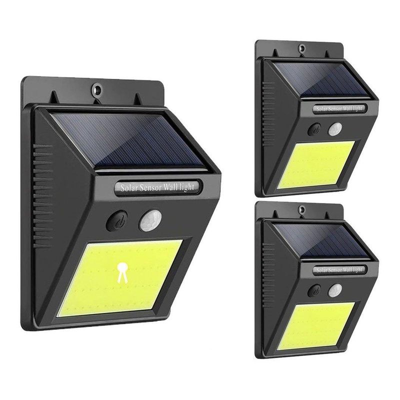 GENERICO - Pack de 3 Focos Solares Exteriores con Sensor de Movimiento