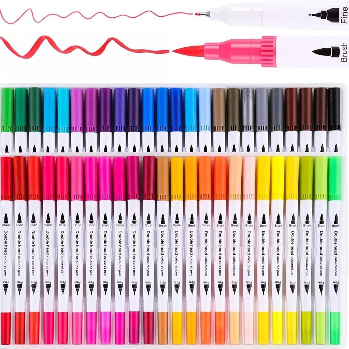 GENERICO - Marcadores de Doble Punta Tipo Pincel - 48 Colores