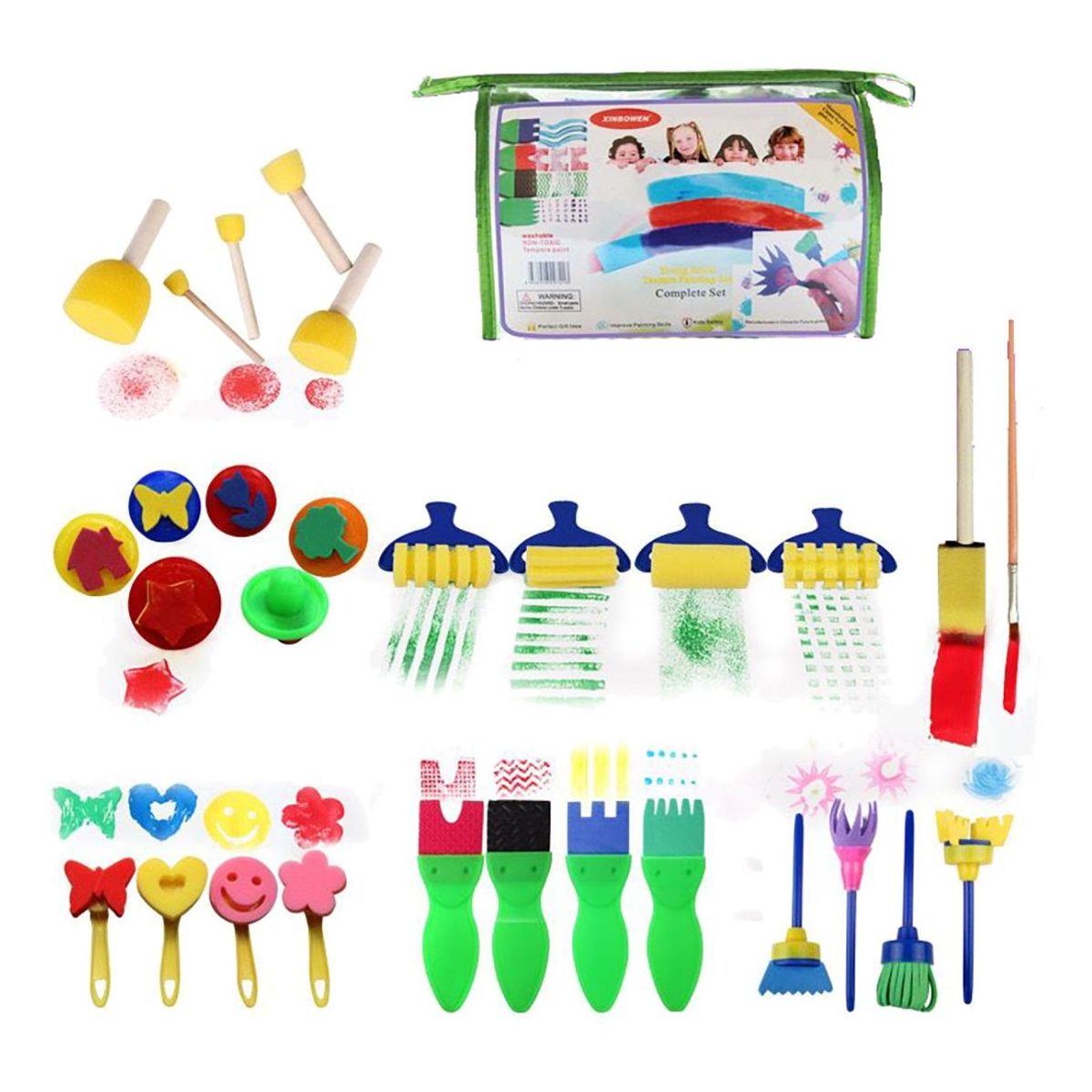 GENERICO - Kit de Pinceles y Esponjas para Pintura Infantil
