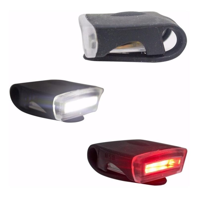 GENERICO - Luz LED Recargable de Silicona Blanca y Roja para Bicicleta