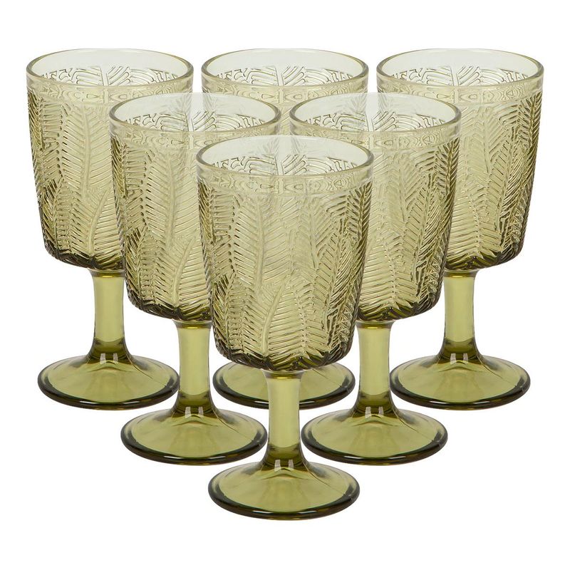 GENERICO - Set de 6 Copas de Vidrio Vintage 300ml Color Verde