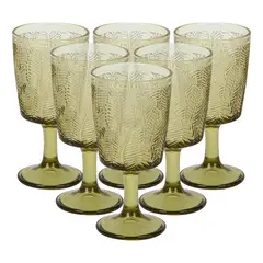 GENERICO - Set de 6 Copas de Vidrio Vintage 300ml Color Verde
