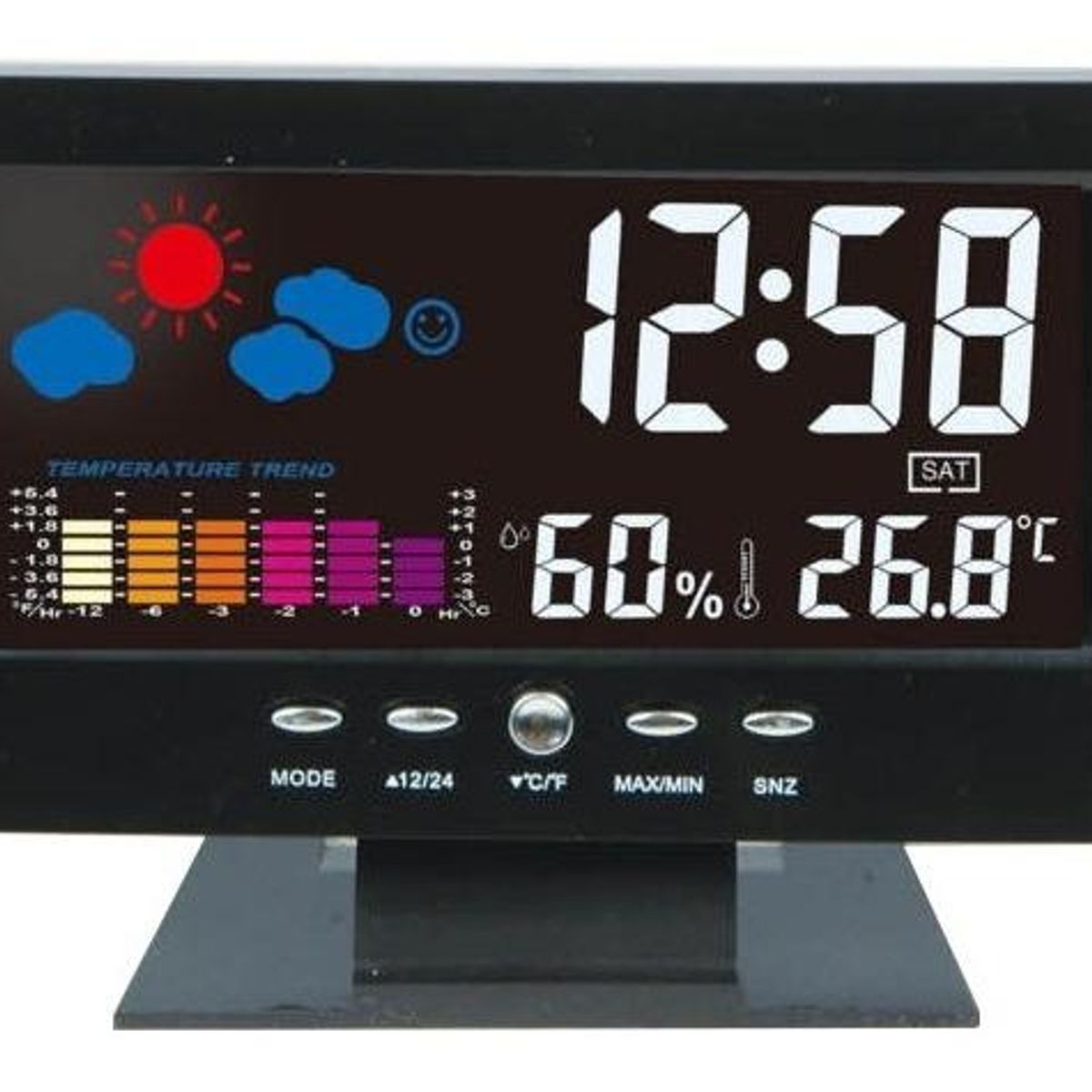 GENERICO - Reloj Despertador Digital LCD a Color con Termómetro