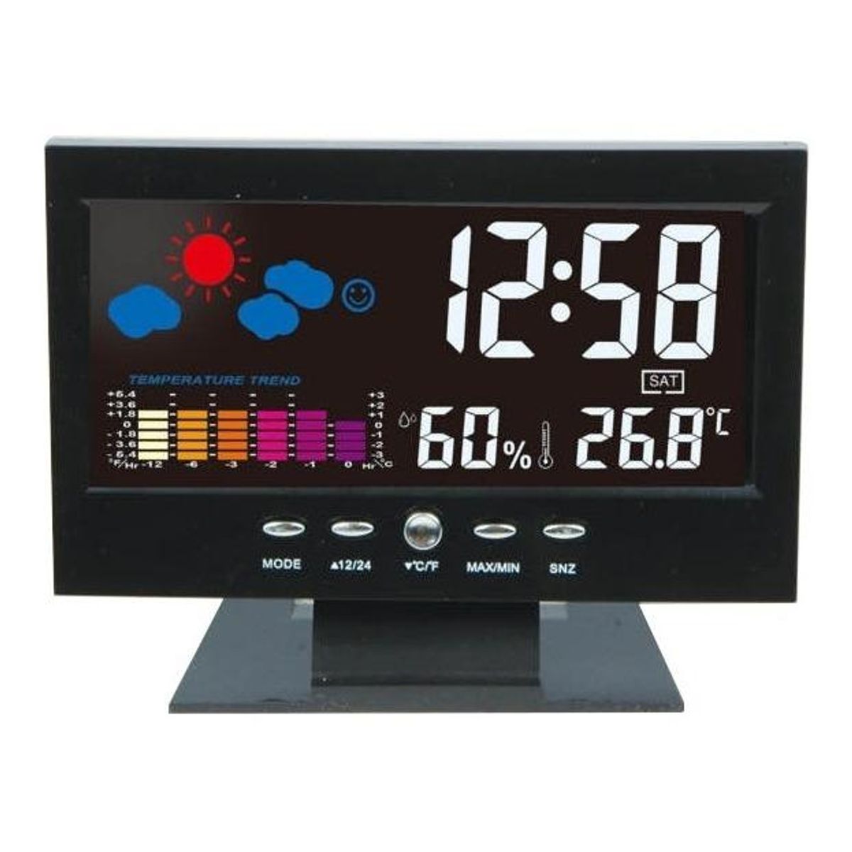 GENERICO - Reloj Despertador Digital LCD a Color con Termómetro
