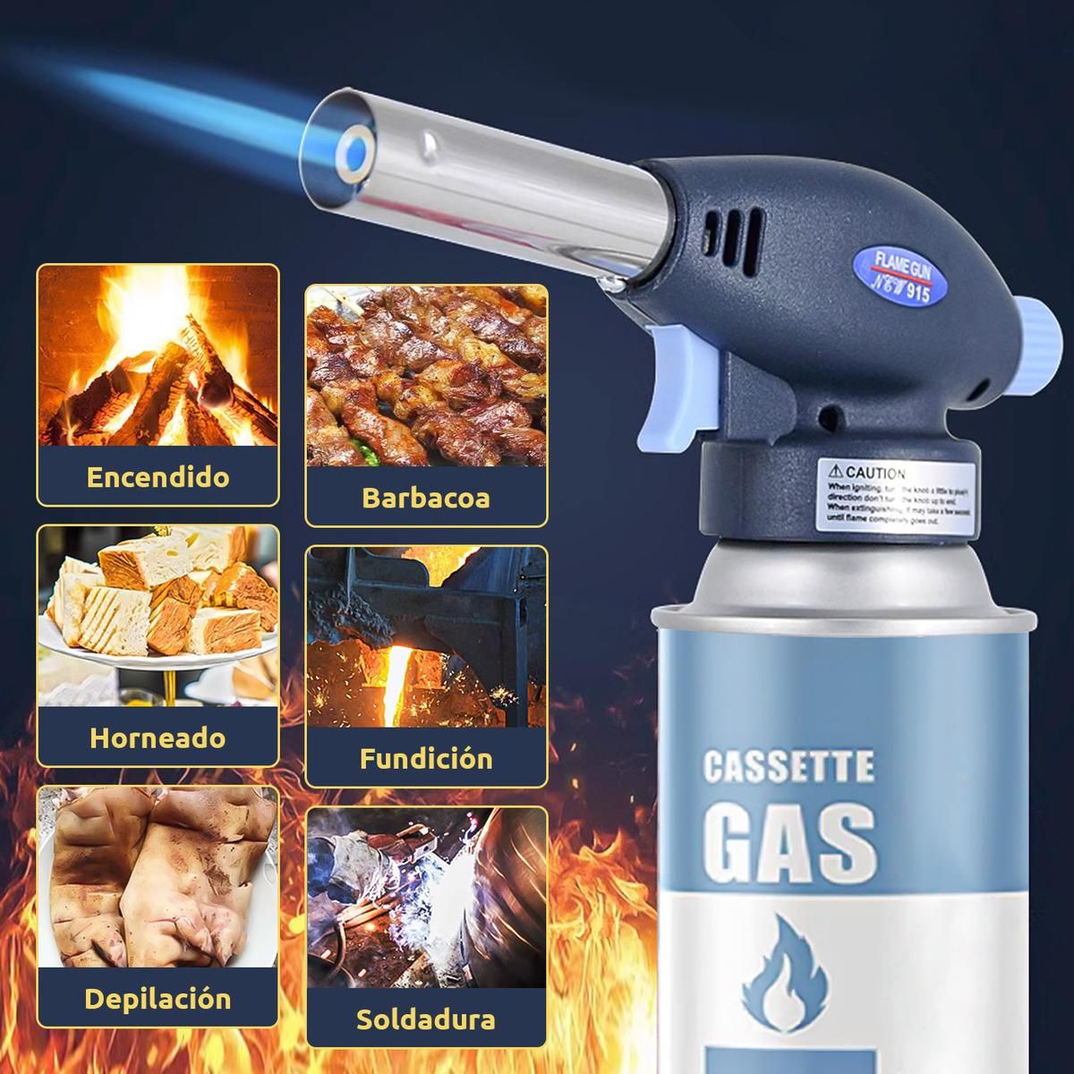 GENERICO - Soplete de Gas Multiusos para Cocina y Camping