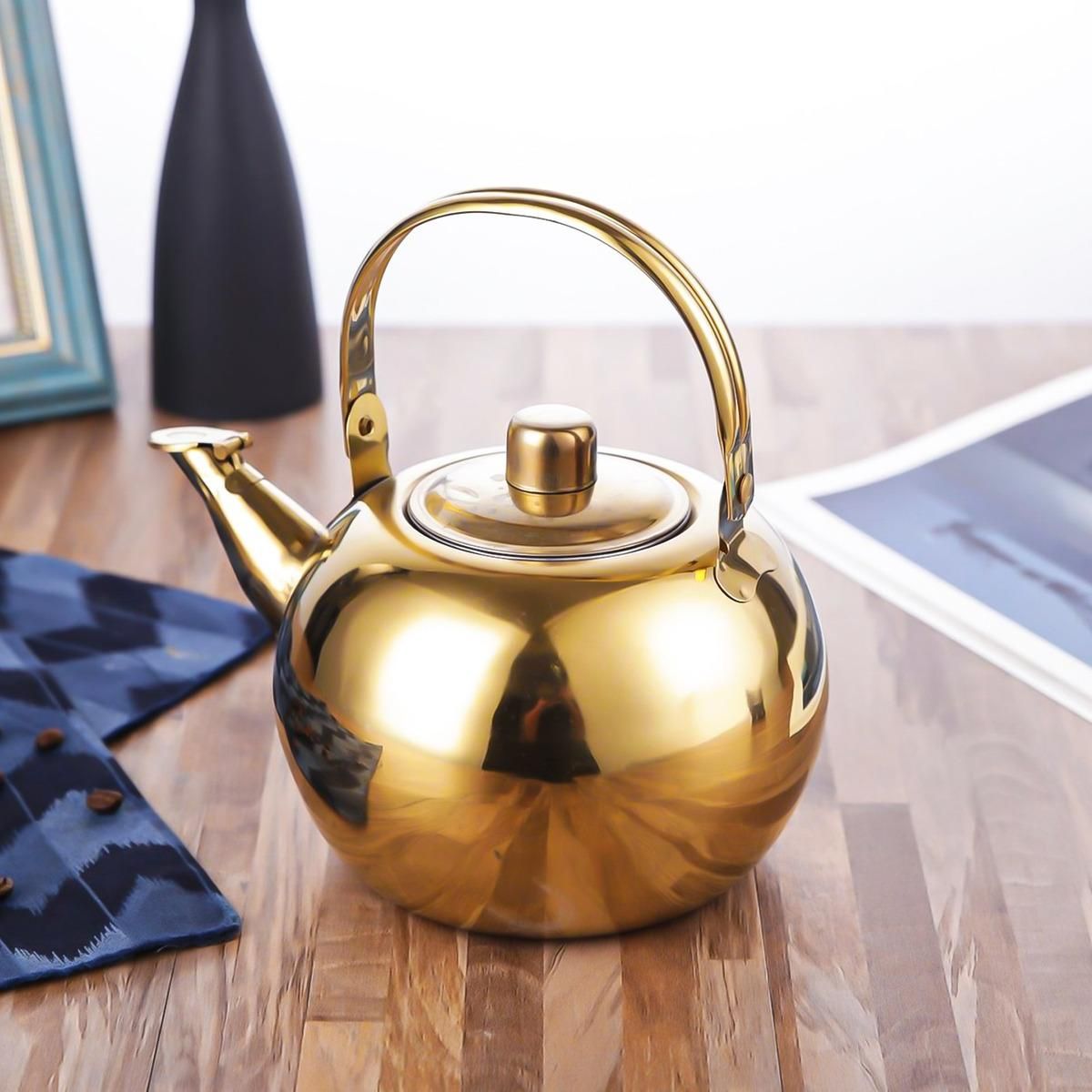 GENERICO - Tetera de Acero Inoxidable 900ml con Infusor Removible