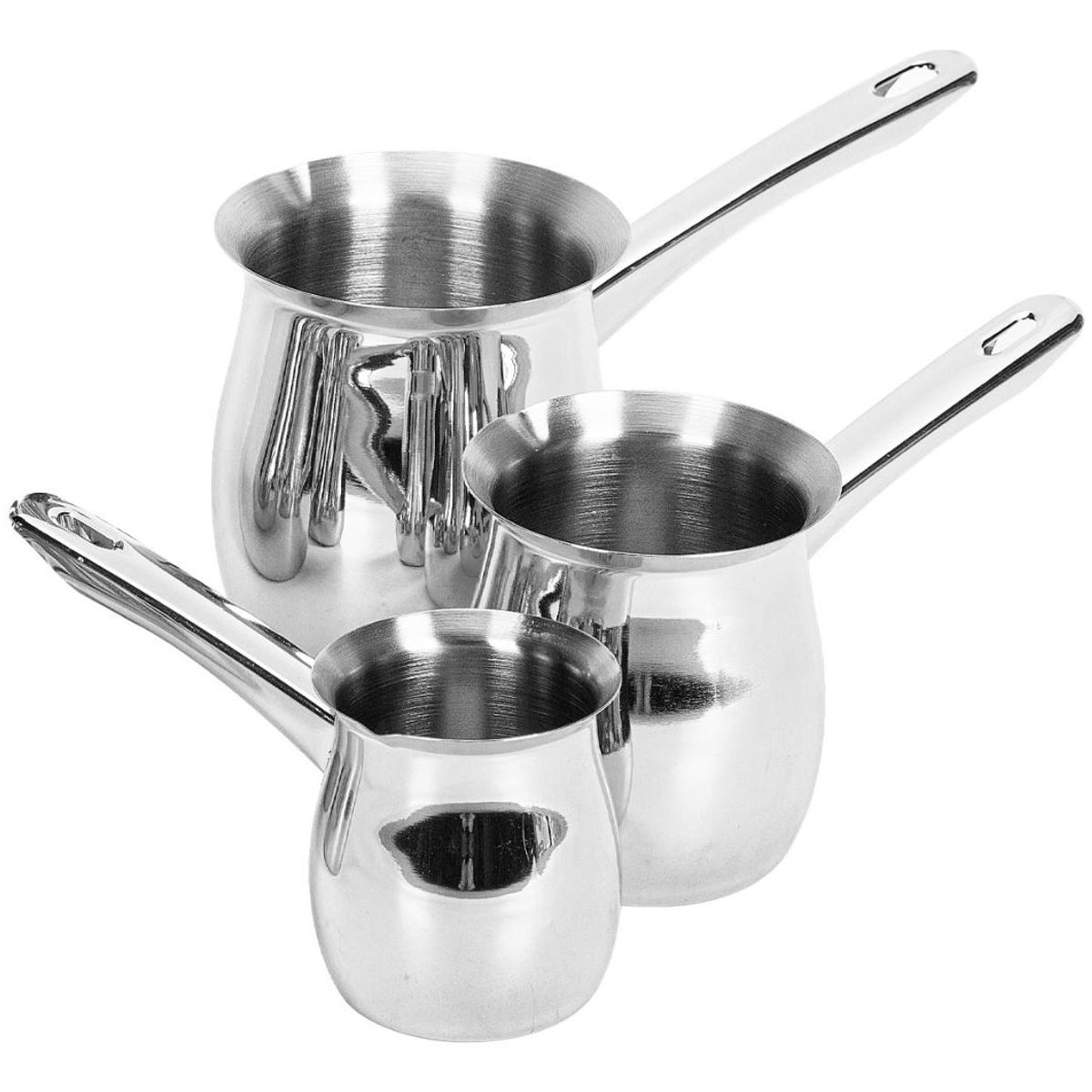 GENERICO - Set de 3 Ollas Lecheras de Acero Inoxidable para Café y Té
