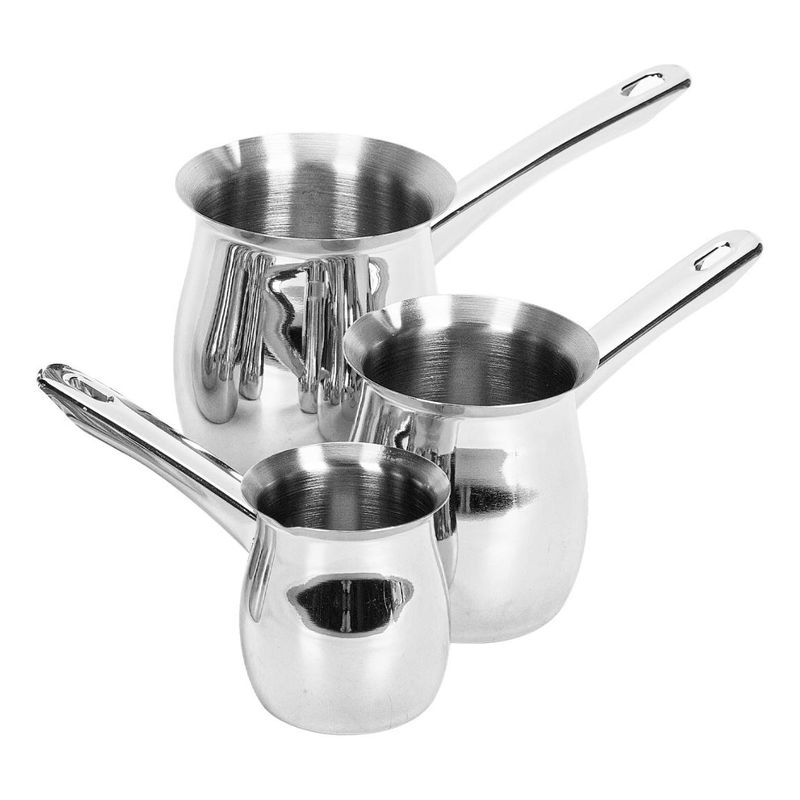 GENERICO - Set de 3 Ollas Lecheras de Acero Inoxidable para Café y Té