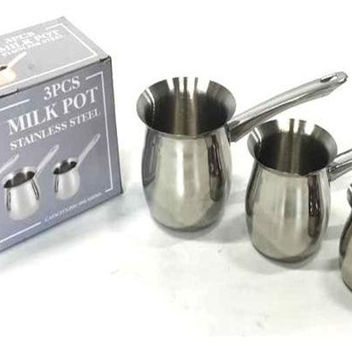 GENERICO - Set de 3 Ollas Lecheras de Acero Inoxidable para Café y Té