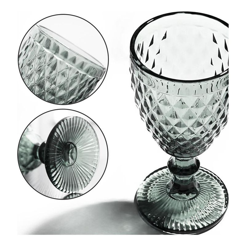GENERICO - Set de 6 Copas de Vidrio para Vino Estilo Retro 300ml
