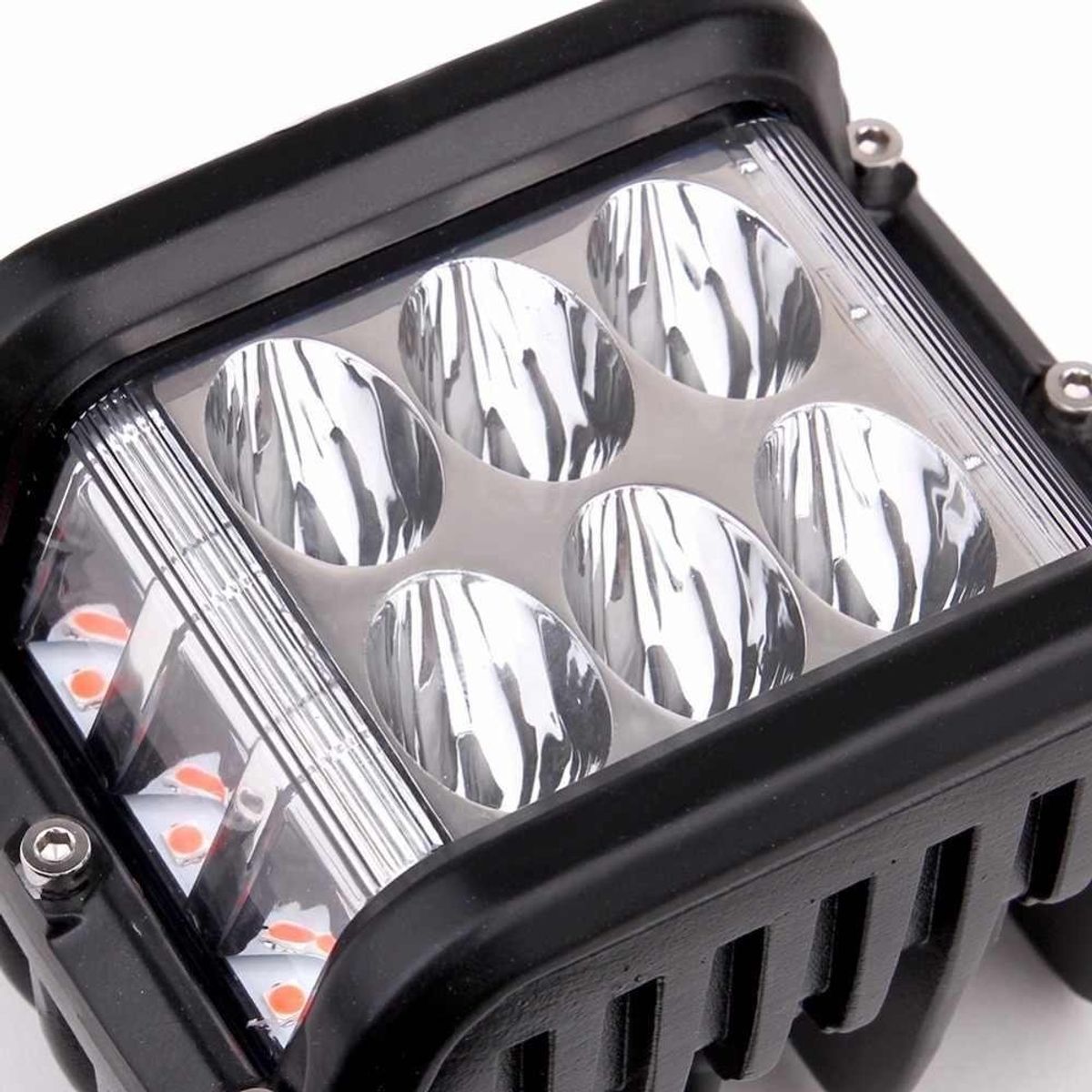 GENERICO - Foco LED Bicolor 36W 4x4 Estrobo Blanco y Rojo