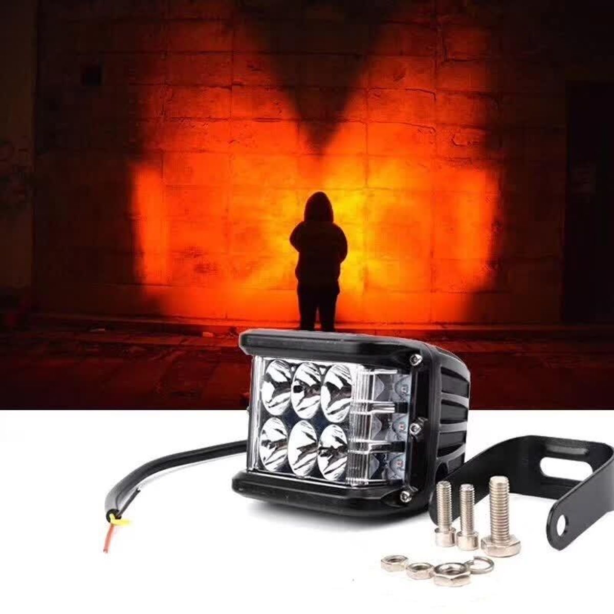 GENERICO - Foco LED Bicolor 36W 4x4 Estrobo Blanco y Rojo