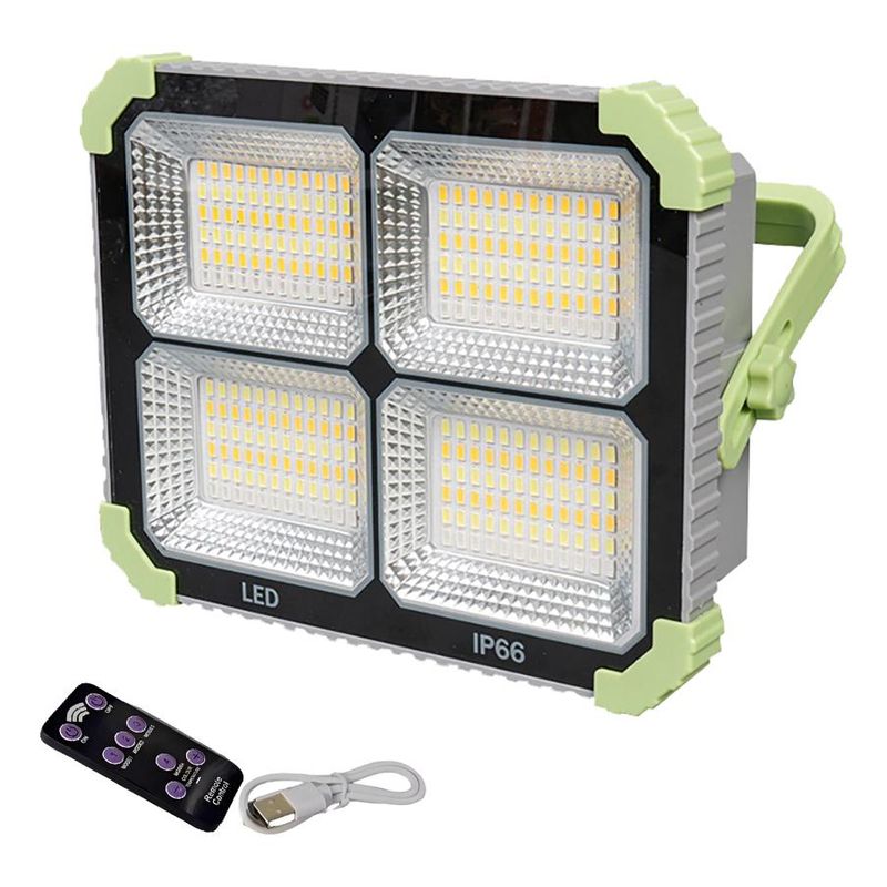 GENERICO - Reflector Solar LED Recargable con Control Remoto y 4 Tipos de Luz