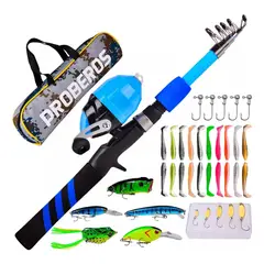 GENERICO - Kit Completo de Pesca 18m con Caña Carrete y Señuelos
