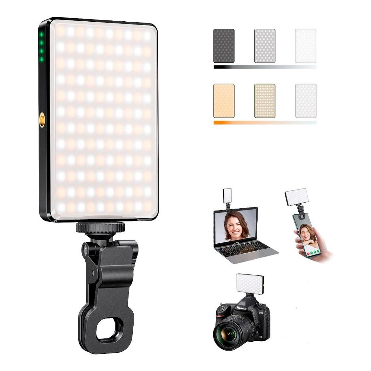 GENERICO - Lámpara Fotográfica LED Clip Con Regulador de Brillo y Color
