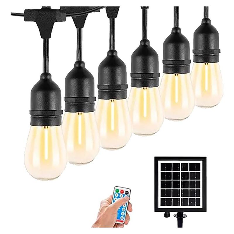 GENERICO - Guirnalda Solar de 10 Metros con 10 Bombillas LED Cálidas