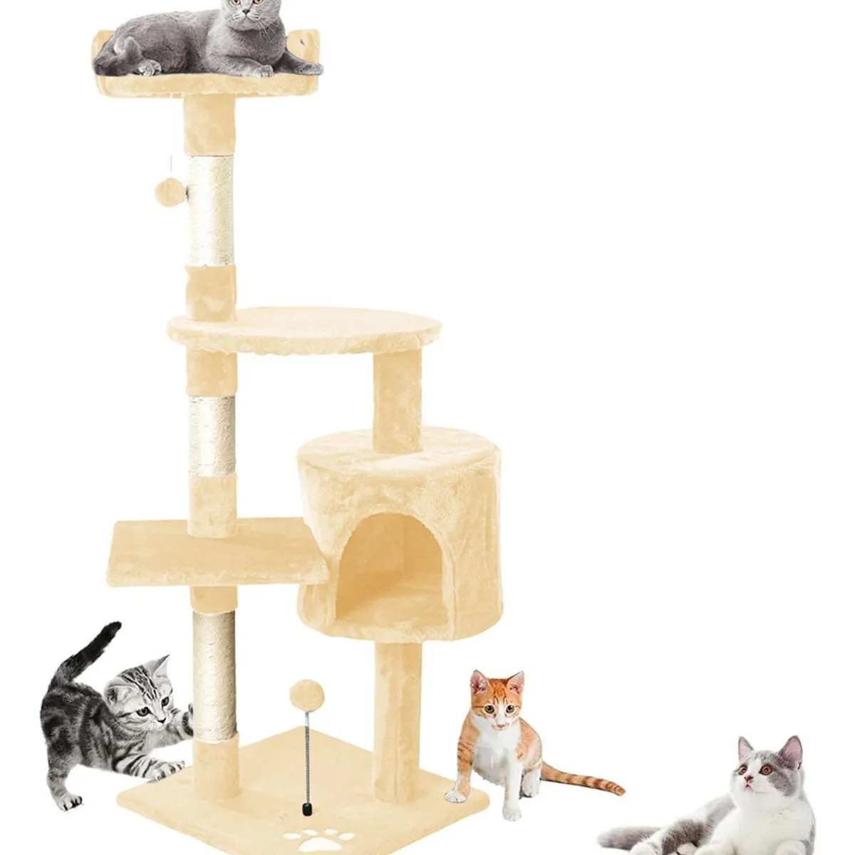 GENERICO - Torre Rascador para Gatos con Yute 116cm Beige