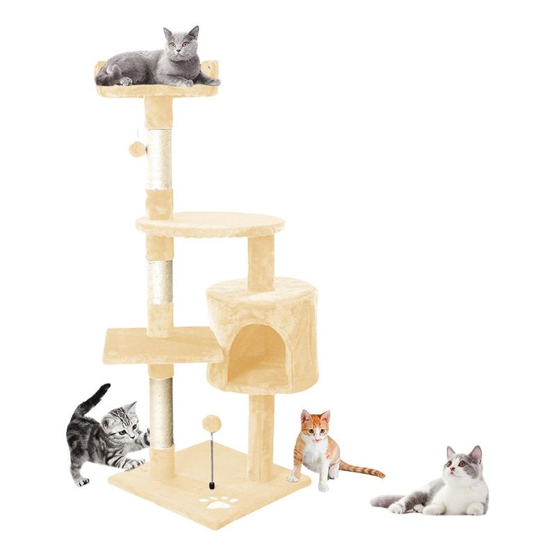 GENERICO - Torre Rascador para Gatos con Yute 116cm Beige