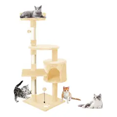 GENERICO - Torre Rascador para Gatos con Yute 116cm Beige